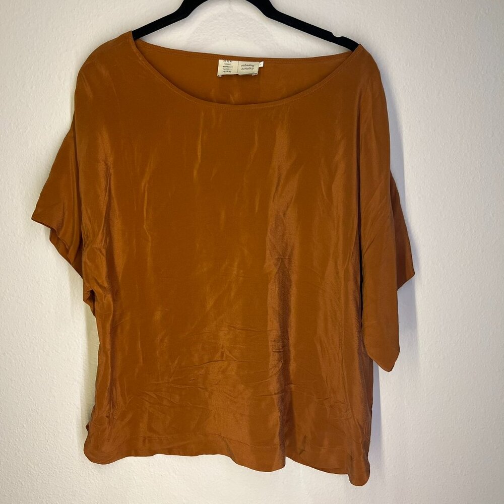 Anthropologie "Saturday Sunday" size L - 100% silk burnt orange top